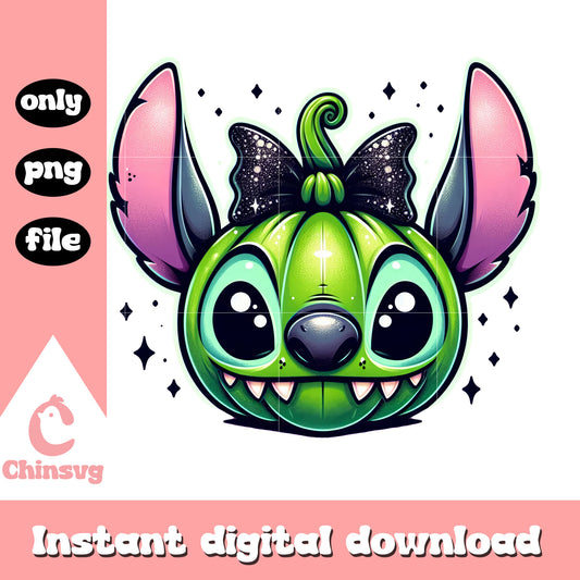 Green stitch face coquette bow halloween png, happy halloween png