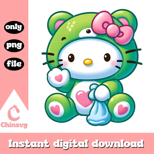 Green tenderheart bear hello kitty png, care bears png