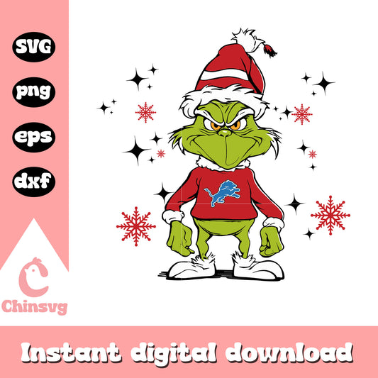 Grinch Christmas Detroit Lions svg, Detroit Lions svg, grinch svg