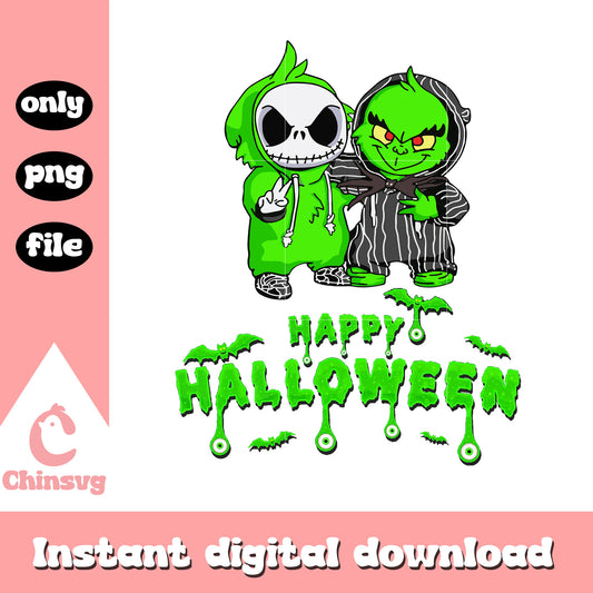 Grinch Jack skelliangton happy halloween png, grinch halloween png