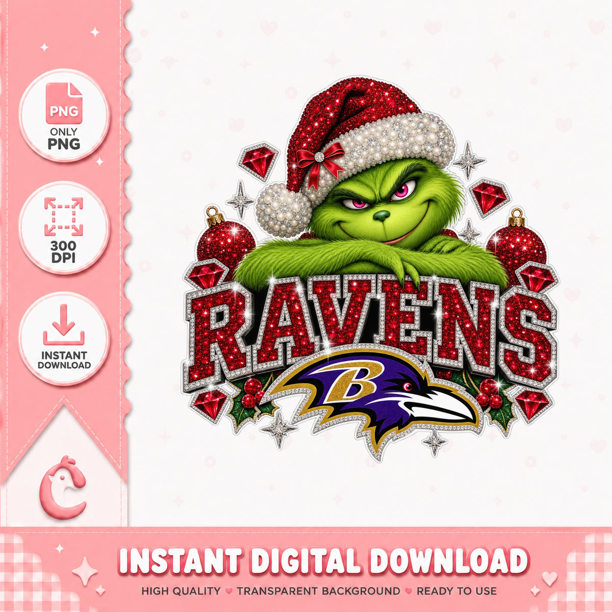 Grinch Baltimore Ravens PNG, Christmas Football Team, Ravens PNG