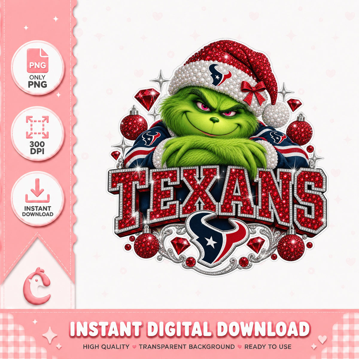 Grinch Houston Texans Christmas PNG, NFL Grinch PNG, Texans PNG