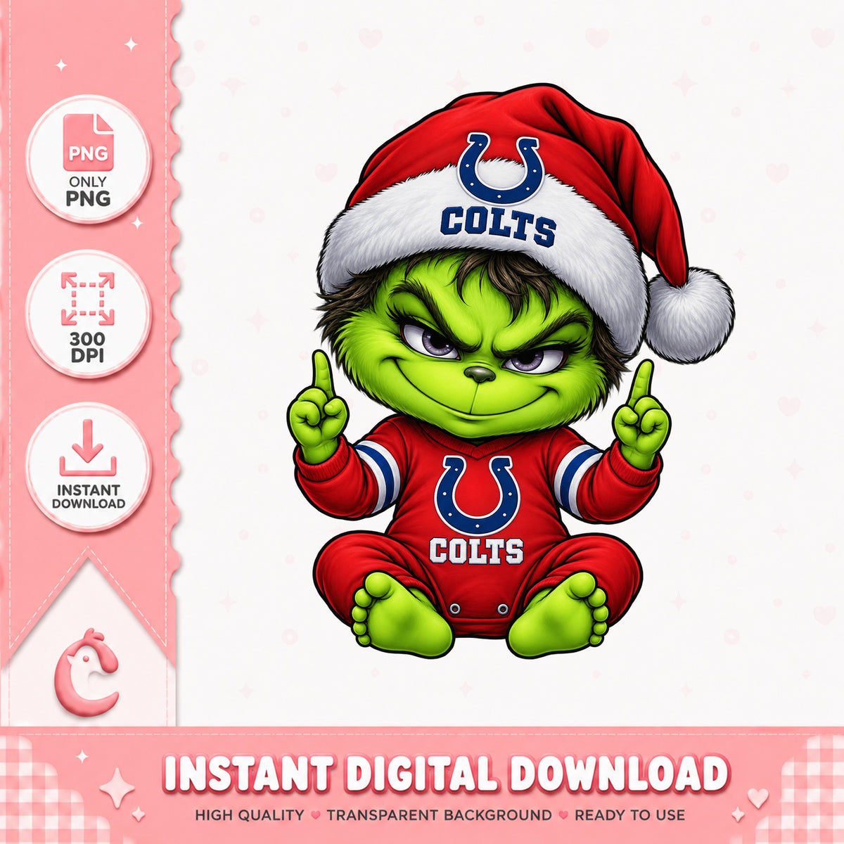 Grinch Indianapolis Colts PNG, Christmas Baby Grinch, NFL PNG