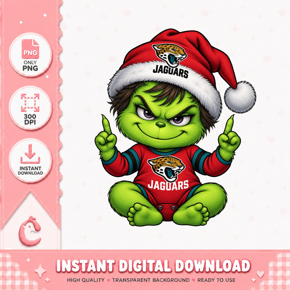 Grinch Jaguars Christmas PNG, Baby Grinch Football Team, Holiday PNG