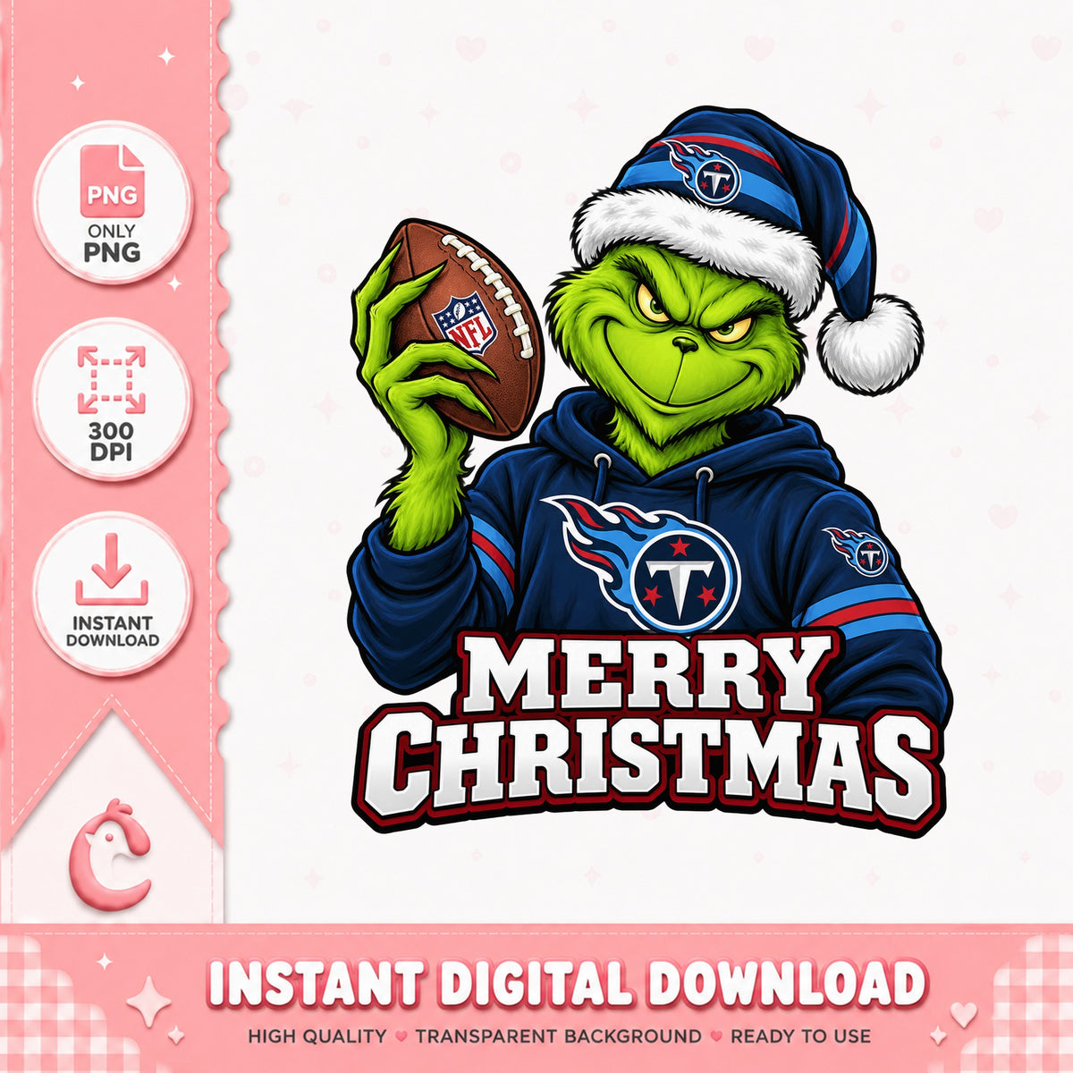 Grinch Tennessee Titans PNG, Christmas Football PNG, NFL PNG