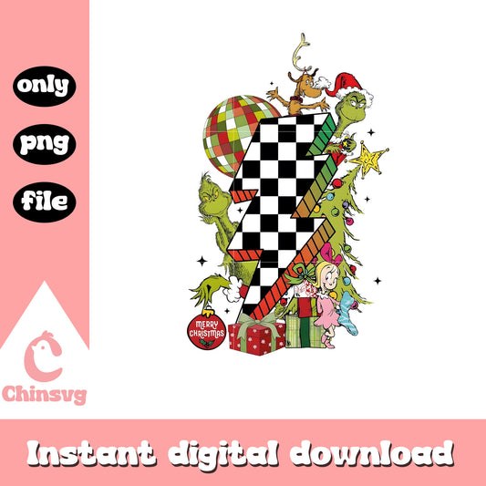 Grinch and friends lightning bolt christmas png, grinch characters png
