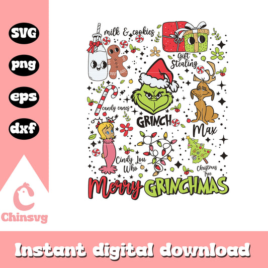 Grinch and friends merry grinchmas svg, grinch max and cindy lou​ svg