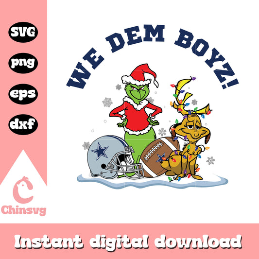 Grinch and max we dem boyz cowboys svg, dallas cowboys christmas​ svg