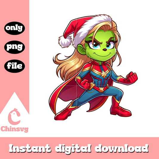 Grinch cosplay captain marvel christmas png, captain christmas png