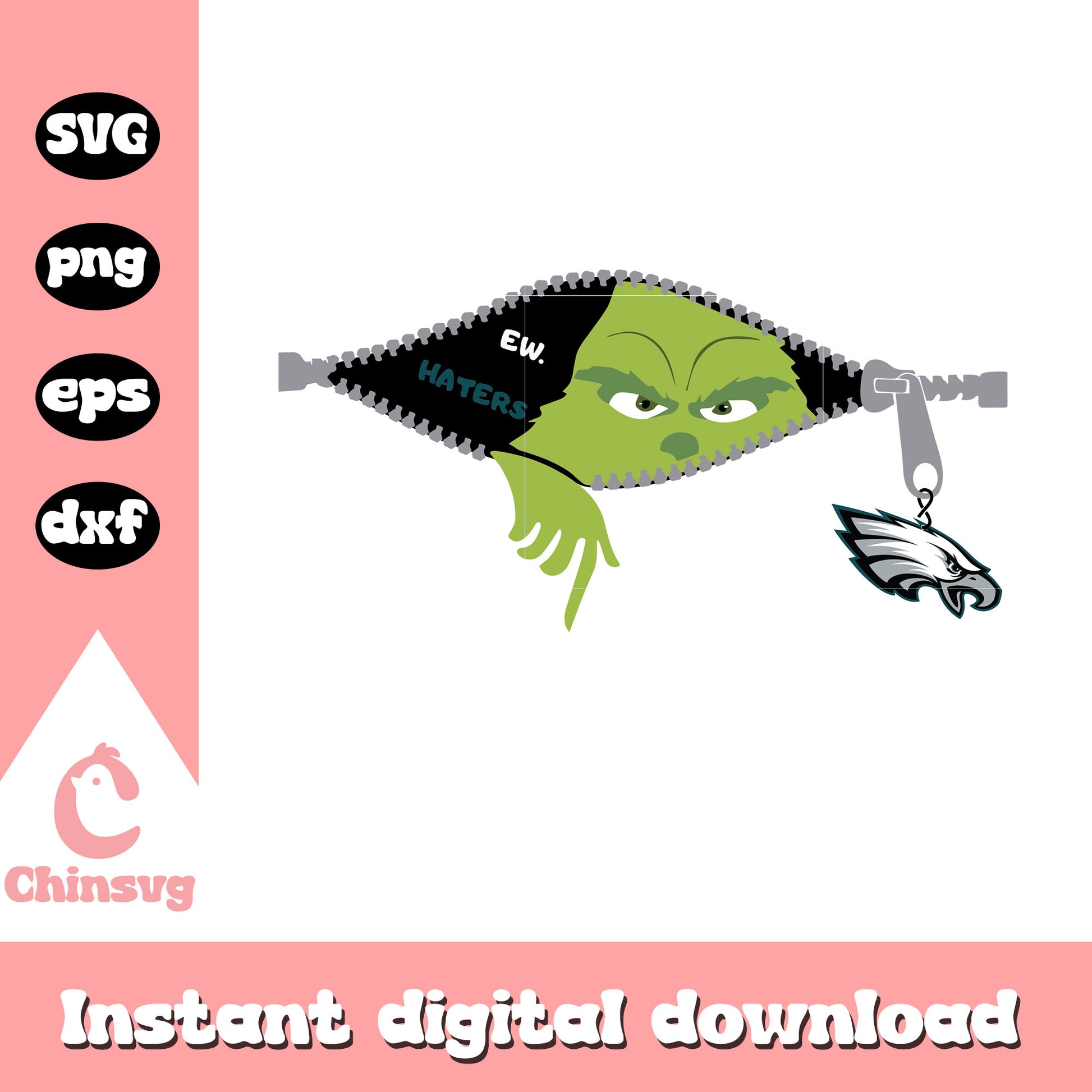 Grinch ew haters philadelphia eagles christmas svg, philadelphia eagles​ svg