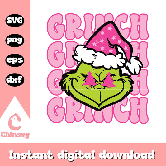 Grinch face christmas pink svg, pink grinch svg​, grinch face​ svg