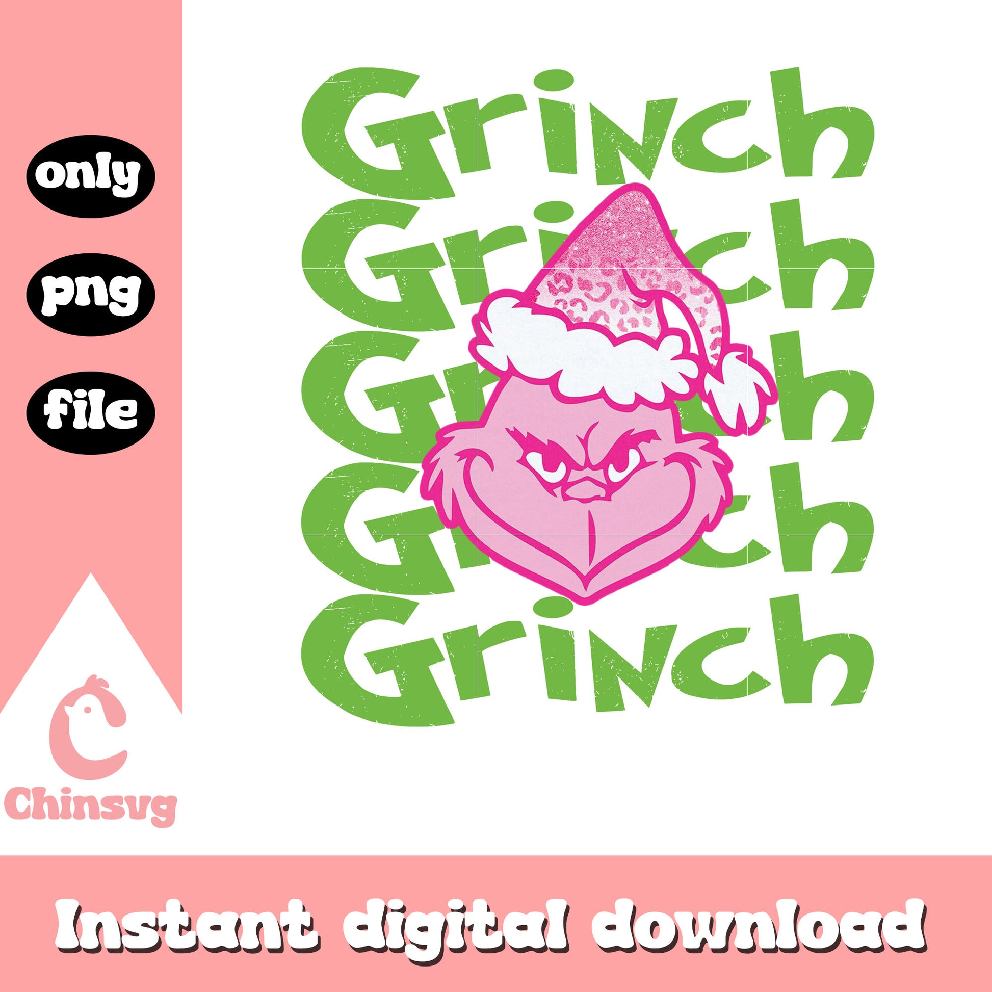 Grinch face smile christmas pink design png, grinch pink​ png