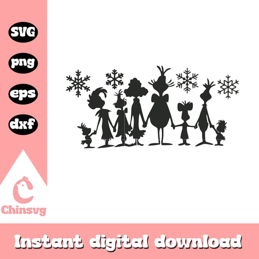 Grinch family christmas black design svg, family grinch​ svg