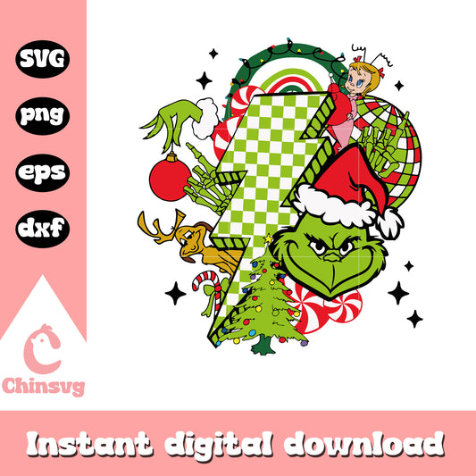 Grinch friends lightning bolt design svg, grinch friends​ svg