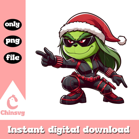 Grinch girl black widow christmas design png, black widow​ png