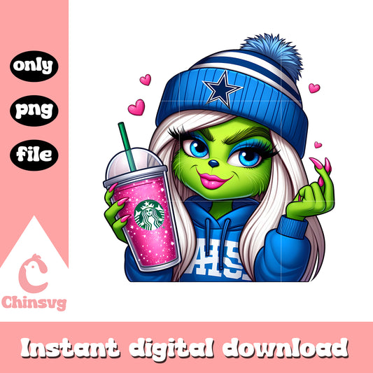 Grinch girl coffee starbucks design png, the grinch girl​ png