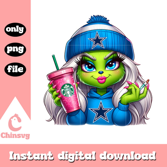 Grinch girl coffee starbucks png, grinch christmas​ png