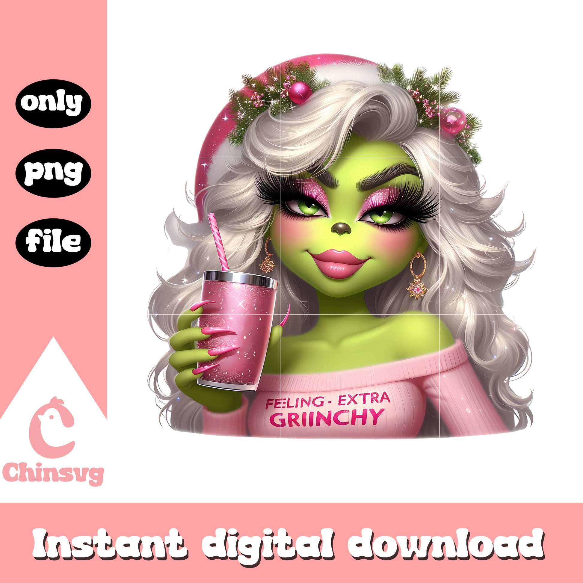 Grinch girl pink christmas blink png, grinch pink​ png, grinch christmas​ png