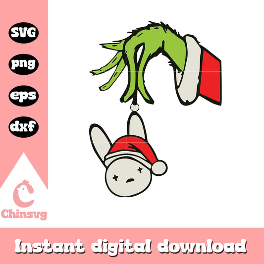 Grinch hand bad bunny white christmas svg, bad bunny christmas​ svg