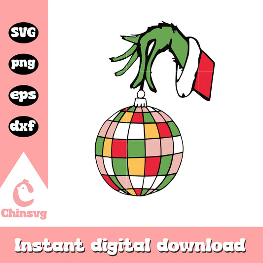 Grinch hand holding ornament christmas svg, the grinch hand​ svg