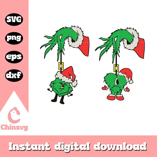 Grinch hands benito heart christmas svg, bad bunny christmas​ svg
