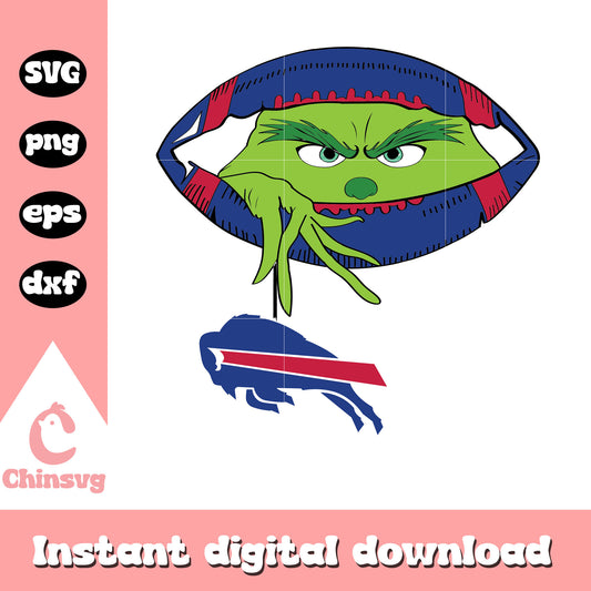 Grinch hold buffalo bills logo football design svg, merry christmas buffalo bills​ svg