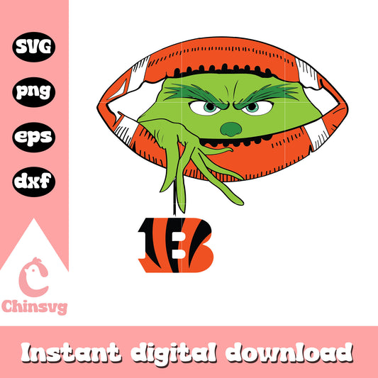 Grinch hold cincinnati bengals logo design svg, cincinnati bengals christmas​ svg