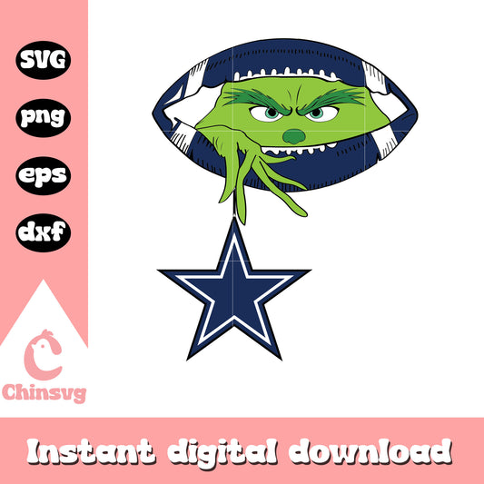 Grinch hold dallas cowboys logo design svg, dallas cowboy christmas​ svg