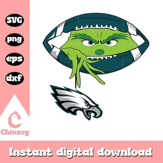 Grinch hold philadelphia eagles logo design svg, philadelphia eagles svg