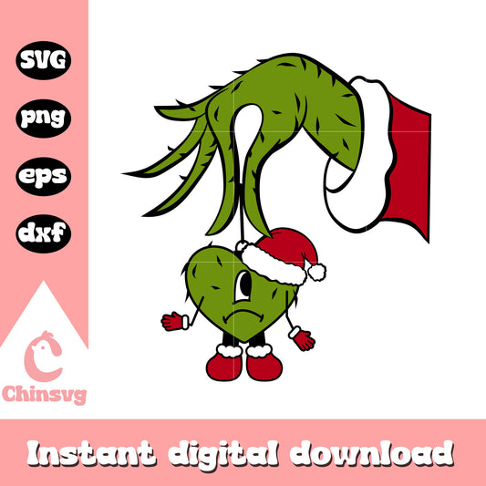 Grinch holding bad bunny heart svg, bad bunny christmas​ svg