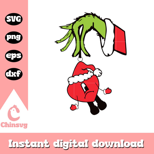 Grinch holding bad bunny heart svg, bad bunny heart​ svg