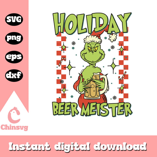 Grinch holiday beer meister design svg, the grinch beer​ svg