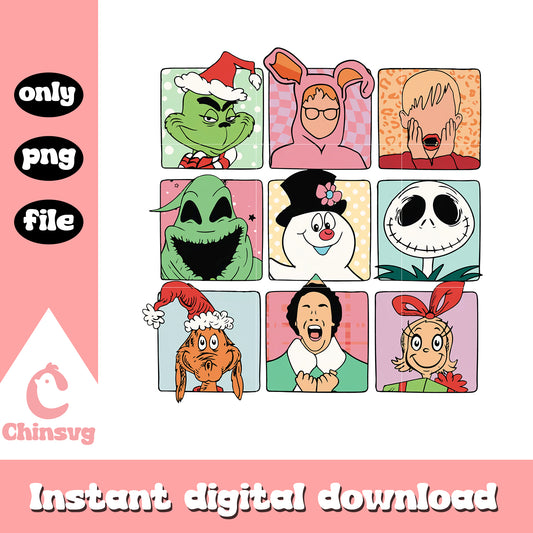 Grinch horror christmas design png, christmas horror characters​ png