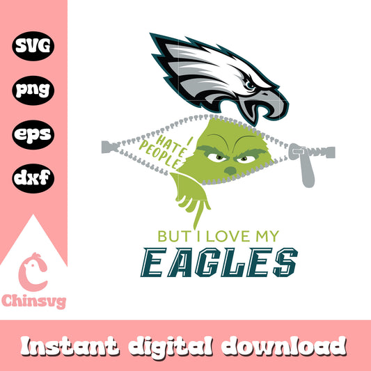 Grinch i hate people but i love my eagles svg, philadelphia eagles​ svg