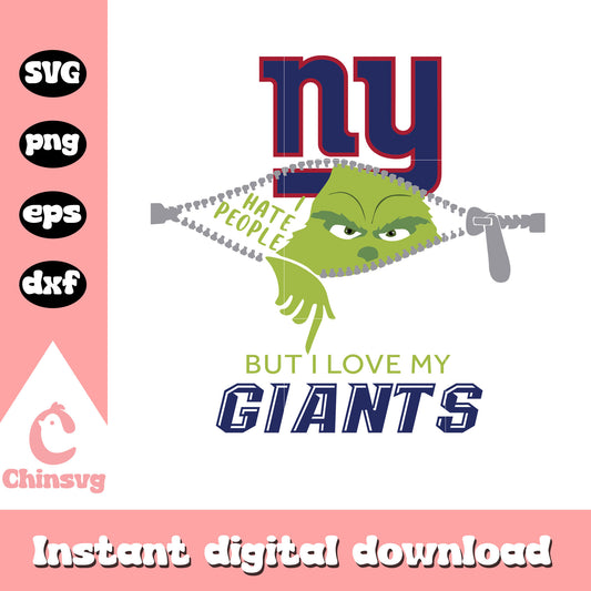 Grinch i hate people but i love my giants svg, new york giants logo​ svg
