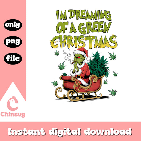Grinch i'm dreaming of a green christmas png, grinch smoking png