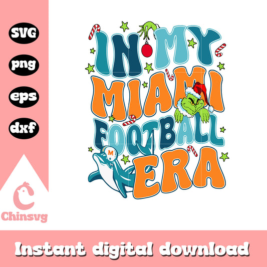 Grinch in my miami football era quote svg, miami dolphins christmas​ svg