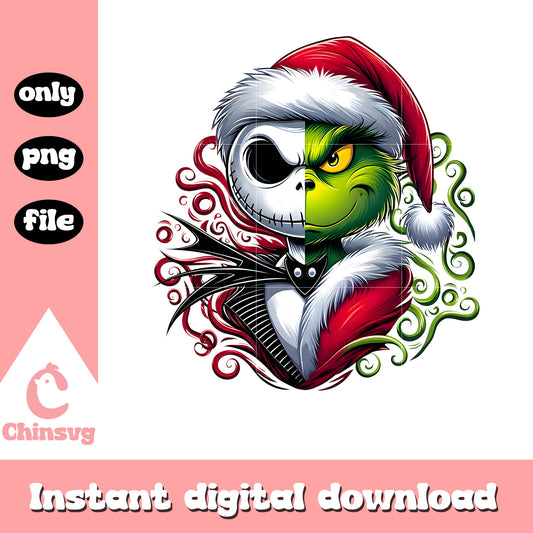 Grinch jack skellington half face design png, jack skellington grinch​ png