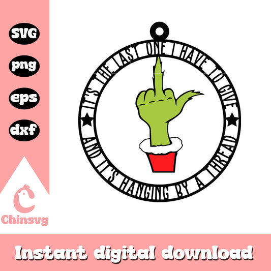 Grinch middle finger logo christmas svg, grinch middle finger​ svg