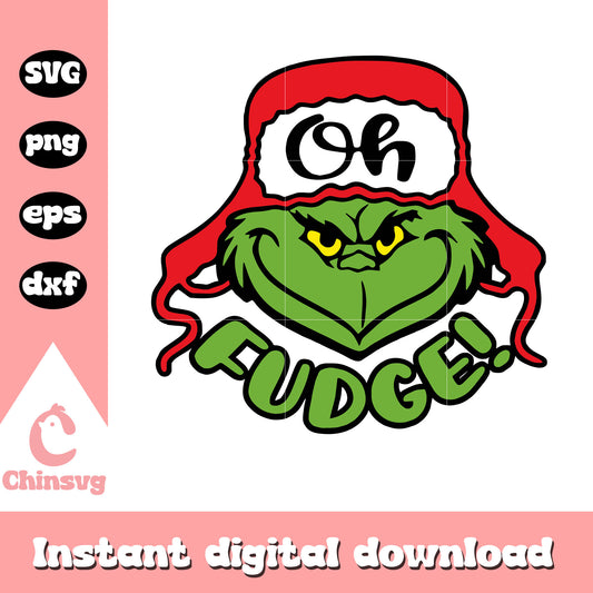 Grinch oh fudge christmas design svg, grinch face images​ svg