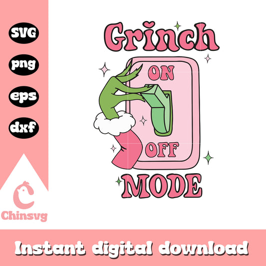 Grinch on off mode christmas pink svg, pink grinch svg​