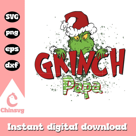 Grinch papa merry christmas design svg, the grinch head​ svg