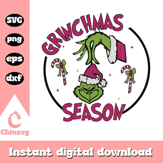 Grinch season christmas pink svg, the grinch hands​ svg