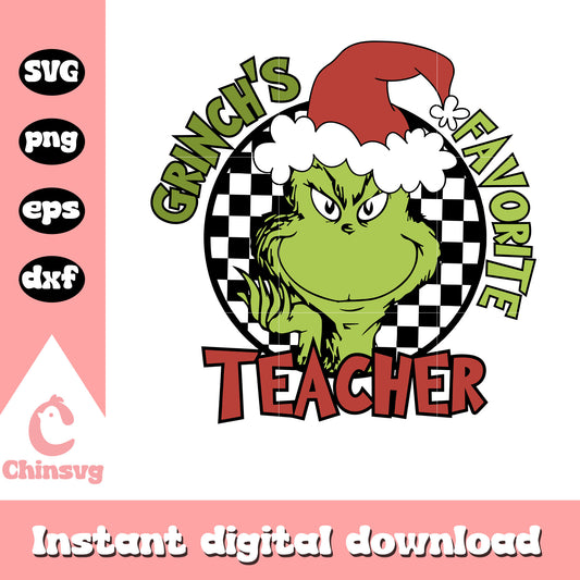 Grinch's favorite teacher svg, grinch santa hat svg, christmas svg