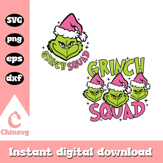 Grinch squad logo christmas svg, grinch squad svg​ , grinch santa hats​ svg
