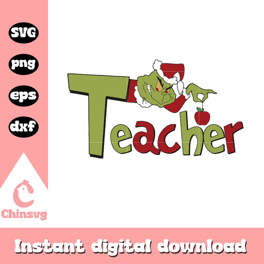 Grinch teacher christmas design svg, the grinch teacher​ svg