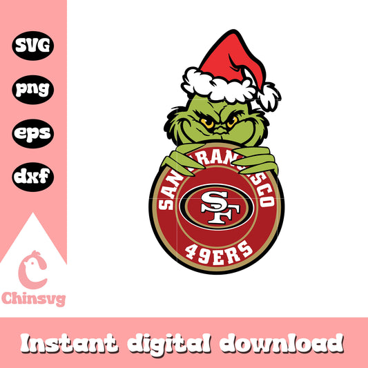 Grinch with san francisco 49ers circle logo svg, 49ers logo​ svg