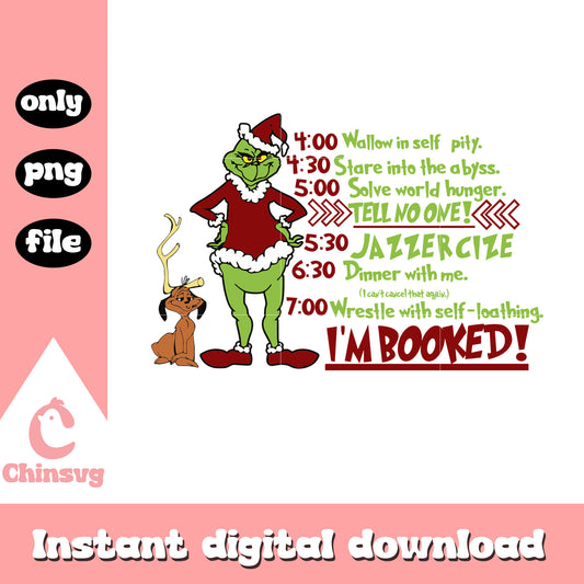 Grinch and max i'm booked design png, grinch movie png