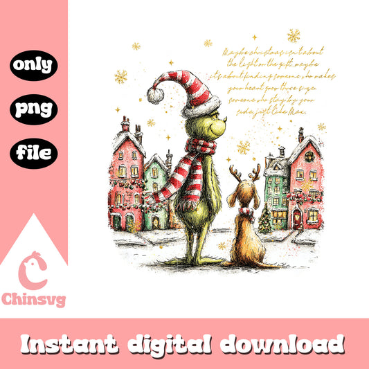 Grinch and max vintage christmas png, max the grinch png