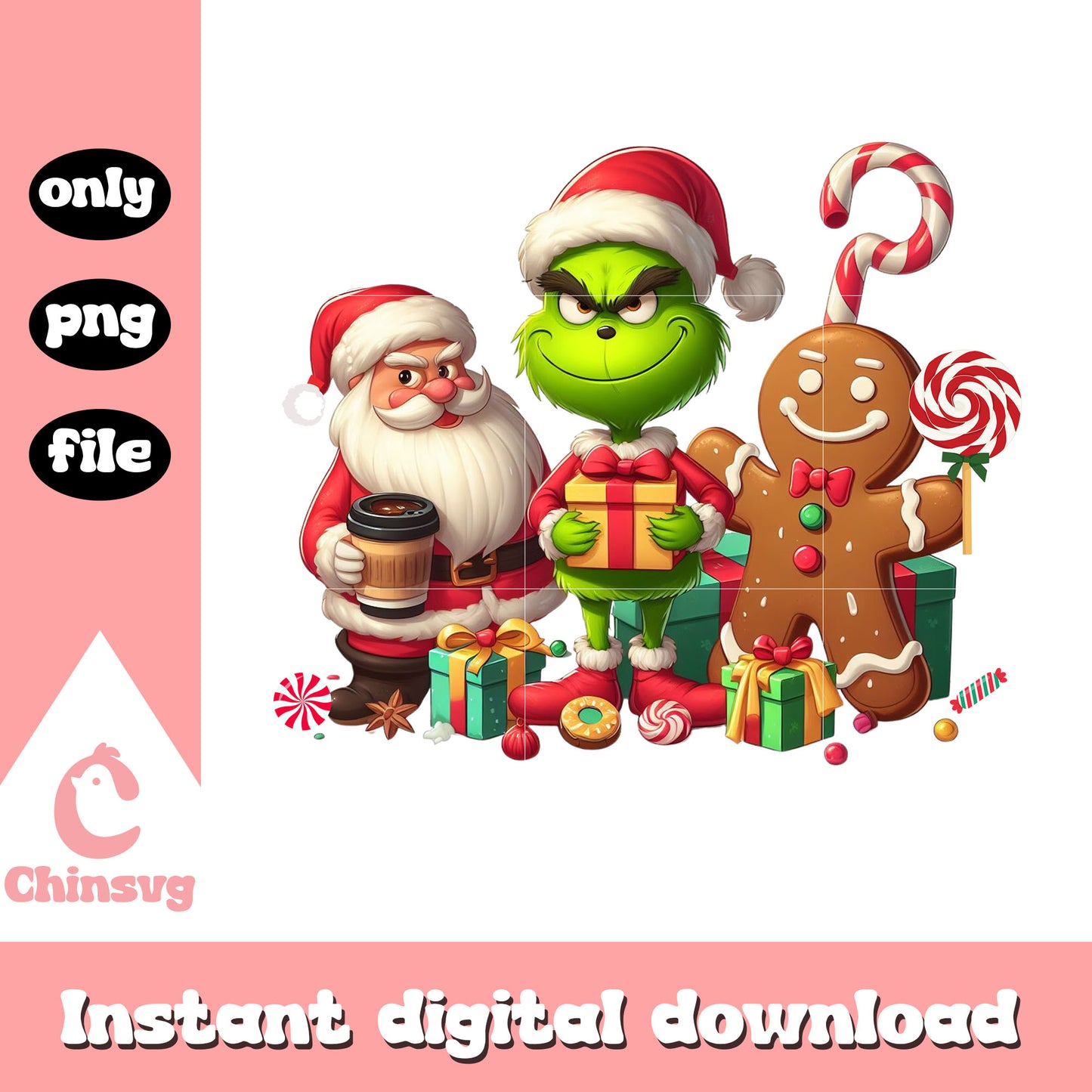 Grinch and santa claus png, christmas background png